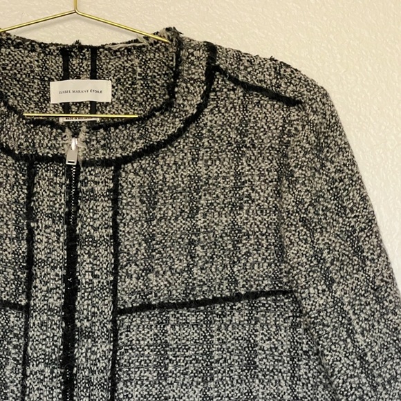 ISABEL MARANT ETOILE Laura Wool Blend Tweed Zip Jacket SZ XL - Picture 8 of 11